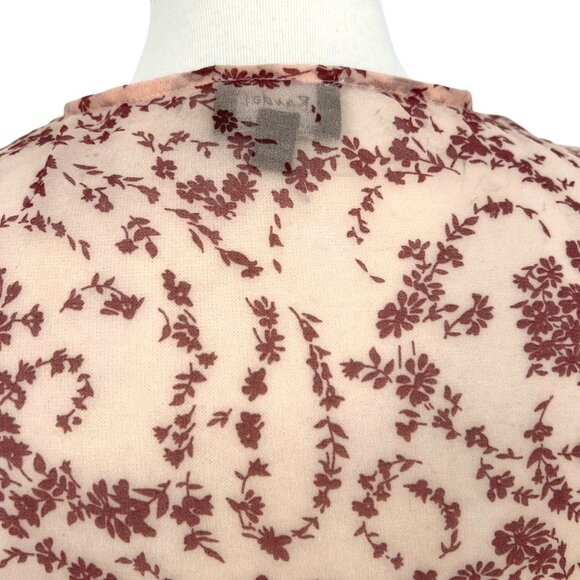 Bardot Floral Wrap Tie-Front Long-Sleeve Blouse Pink Red Size US 8 Medium - Picture 9 of 16